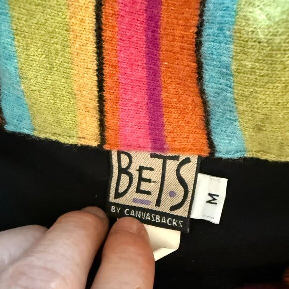 Bets by Canvasbacks Artsy Patchwork Jacket Women Medium Wool Nylon Color-Block - Picture 7 of 12